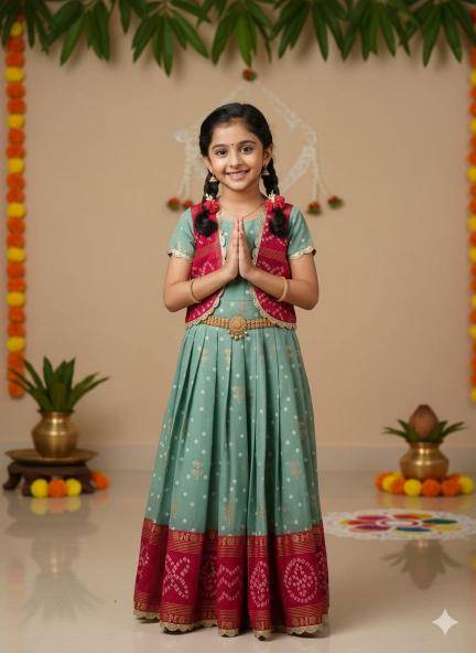 Pavitra Ugadi Silk Blue Children clothing supplier in Delhi